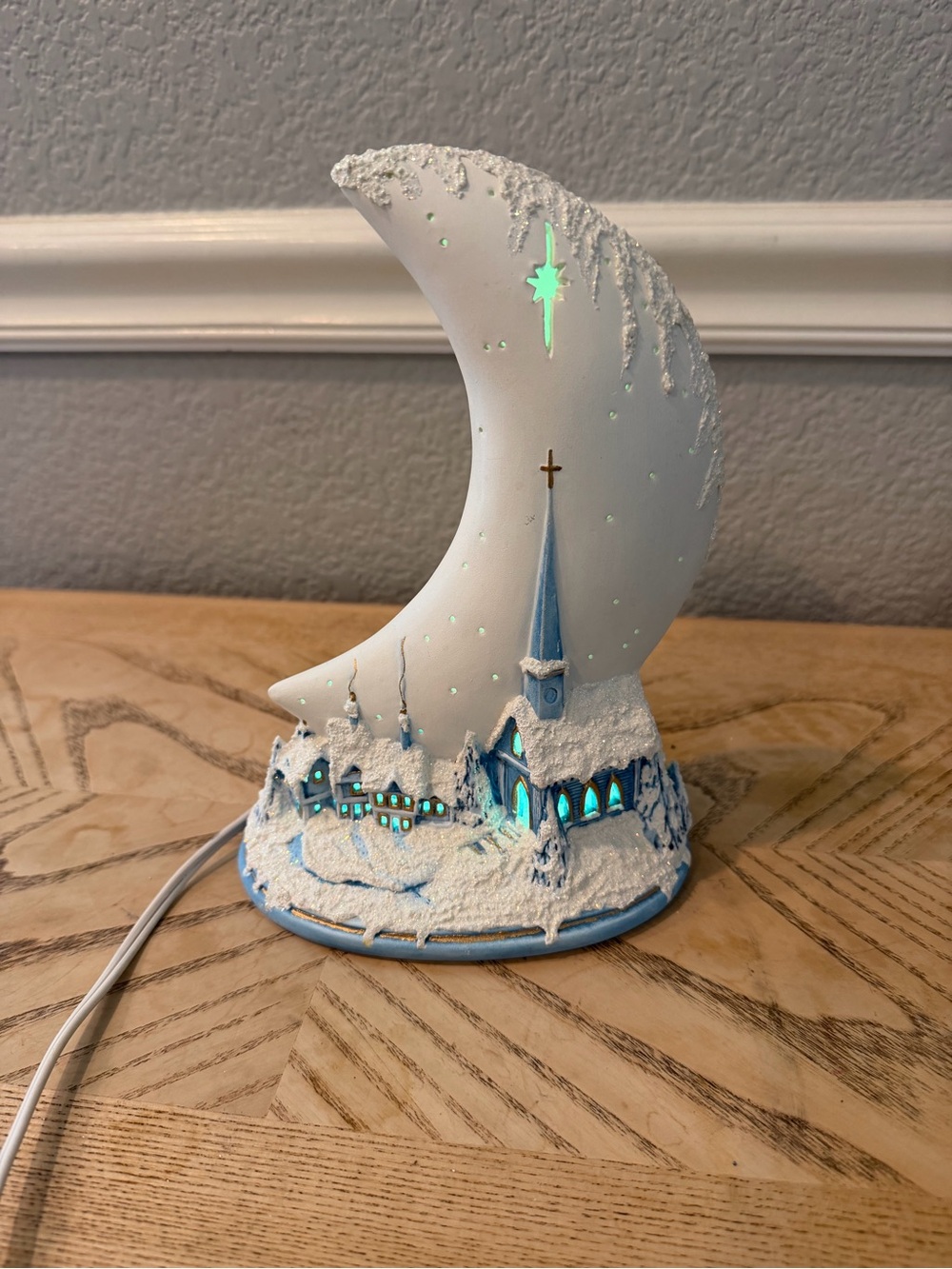 Vintage Christmas holiday Ceramic Church Moon